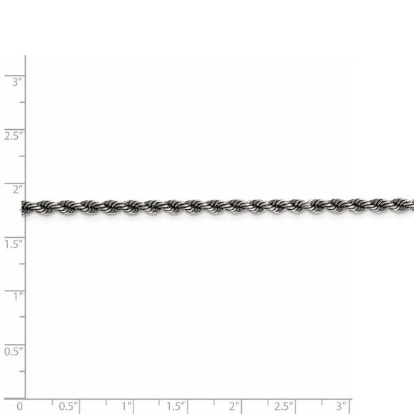 3mm Sterling Silver & Black Plated Solid Rope Chain Necklace, 30 Inch - Picture 4 of 7